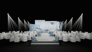 蓝白恋歌婚礼白色桌椅细节