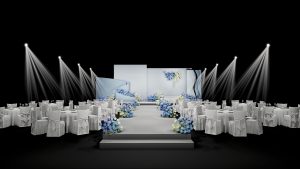 蓝白恋歌婚礼通道花束场景