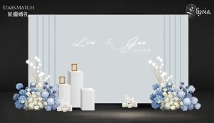 蓝白恋歌婚礼细节logo场景