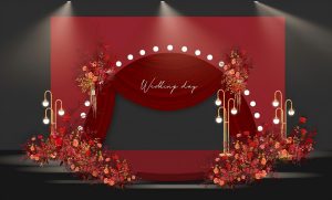 炽金流光婚礼迎宾区焦糖红场景