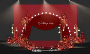 炽金流光婚礼迎宾区花艺细节