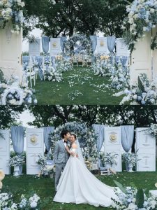 雾霾蓝户外婚礼，邂逅清新雅致的浪漫