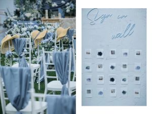 莫兰迪蓝婚礼座椅装饰细节