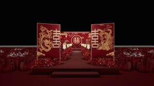 红妆囍嫁婚礼仪式区红色花艺