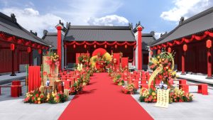 红韵新庭婚礼仪式区红金折扇