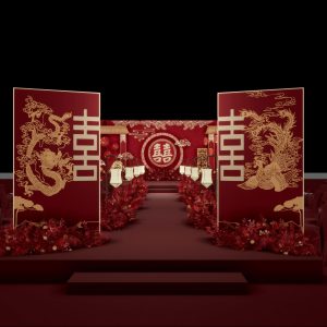 红妆囍嫁婚礼主视觉红金全景