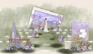 莫奈花园婚礼雕花相框场景