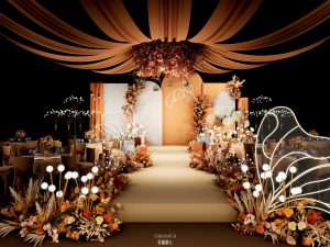 金色恋曲婚礼通道金色小径场景