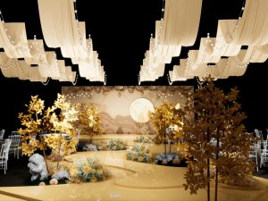 春花秋月婚礼月下场景细节