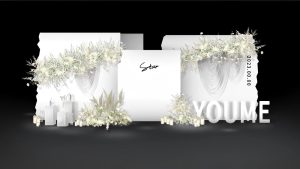 白色倾心婚礼迎宾区白色花艺细节