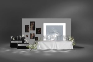 流光星涟婚礼迎宾区银白纱幔场景